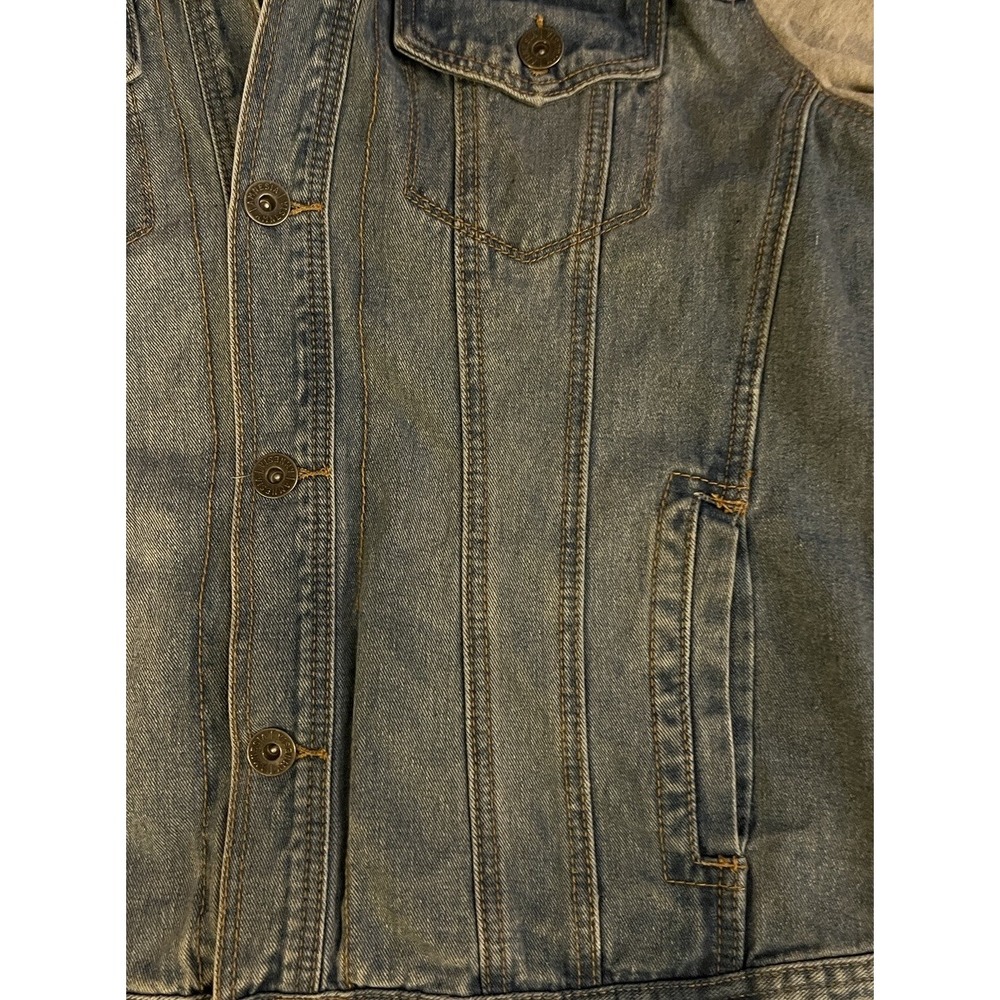 Amnesia Sweatshirt Denim Jacket Womens XL Blue Gray Jean Hoodie Button Vintage - Picture 2 of 12